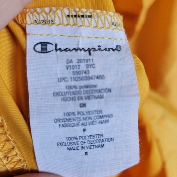 CHAMPION Wind Breaker Jacket Pockets Hood Yellow Small - Picture 14 of 14